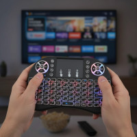 Беспроводная мини клавиатура, русский с тачпадом и подсветкой UKC i8 2.4G для TV, клавиатура пульт