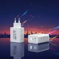 Швидкий зарядний пристрій TRG-185 GaN 65 W з портами USB Type-C і A біле