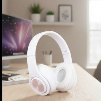 Бездротові навушники B39 з підсвіткою RGB з мікрофоном Bluetooth гарнітура Black/White