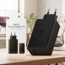 Блок заряджання на три порти USB-C и USB-A Power Adapter Trio Black / Швидкий зарядний пристрій 65W