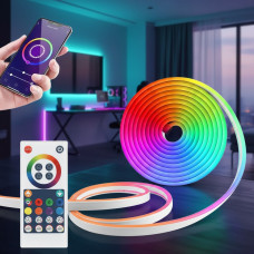 Силиконовая RGB LED лента 2 м, декоративная, 12V, с Wi-Fi синхронизацией музыки