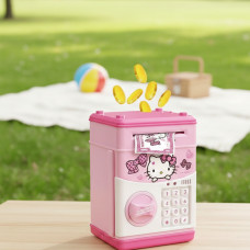 Іграшковий дитячий сейф скарбничка Hello Kitty з кодовим замком рожевий