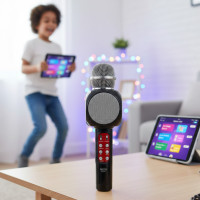 Мікрофон караоке WSTER WS-1816 — бездротовий Bluetooth-мікрофон зі cвітмузикою слотом USB і FM тюнером