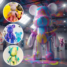 Креативный мишка DIY fluid bear, набор для творчества 23 см с красками
