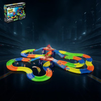 Детский светящийся гибкий трек Magic Tracks 360 деталей на 2 машинки | Детский гоночный трек, в хитах