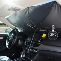 Автозонт сонцезахисний складаний Car Umbrella 140×78 см для лобового скла чорний