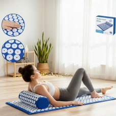 Масажний килимок Acupressure Mat з валиком, допомагає у знятті стресу та болю.