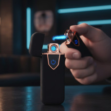 Спіральна сенсорна електрична USB запальничка UKC 711 Black