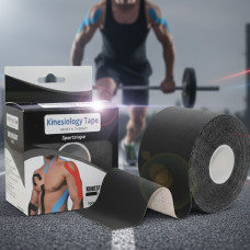 Спортивний кінезіотейп EasyFit Kinesio для м'язів і зв'язок чорний