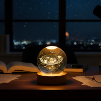 Нічник "Хрустальна куля" з 3D моделлю сонячної системи, USB Декоративний світильник кришталева куля