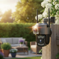 Камера відеоспостереження вулична SC03 V380pro під'єднання Wi-Fi LAN дві лінзи