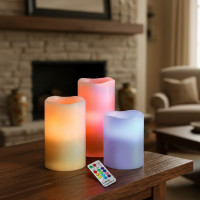 Світлодіодний Нічник Набір свічок LED світильник 3 свічки 12 кольорів Luma Candles Color Changing з пультом