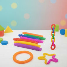 Пластикові еластичні труби Антистресові іграшки S Fidget Pop Tube, набір з 12 пластикових еластичних труб