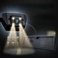 Автомобільна камера заднього огляду в номерній рамці Prime-X 4+16Led-Cam паркувальна відеокамера Black