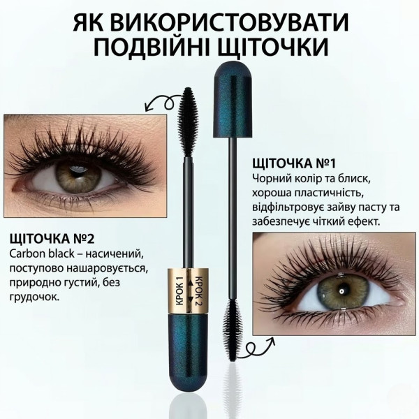 Водостойкая тушь Qiciy для ресниц объем и удлинение 2 в 1 черный