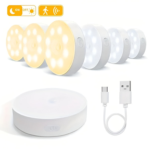 Ночник YC03 беспроводной светильник с датчиком движения LED подсветка для шкафа и комнаты 3 шт