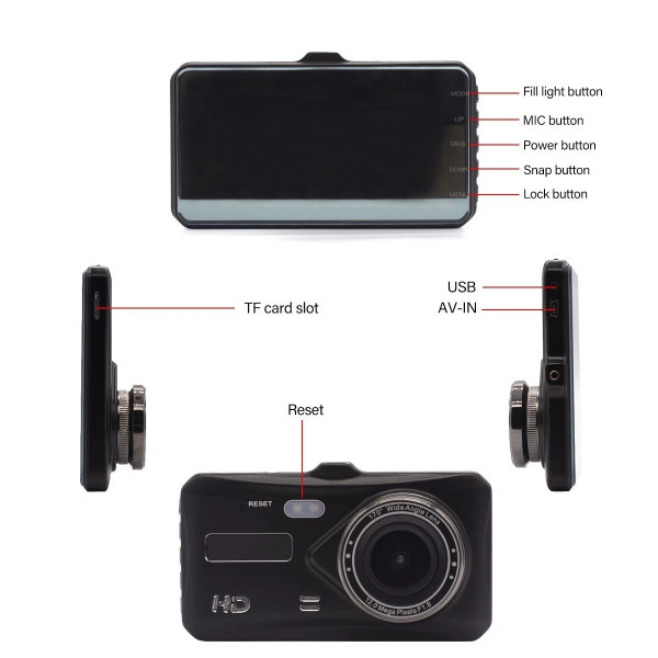 Відеореєстратор для авто BT-100 2 камери Full HD 1080p запис салону та заднього огляду