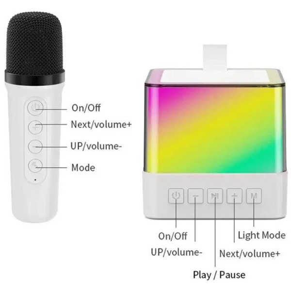 Акустика K18 портативна колонка FM USB TF AUX RGB караоке