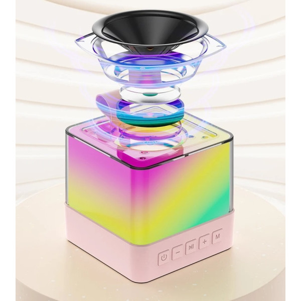 Акустика K18 портативна колонка FM USB TF AUX RGB караоке