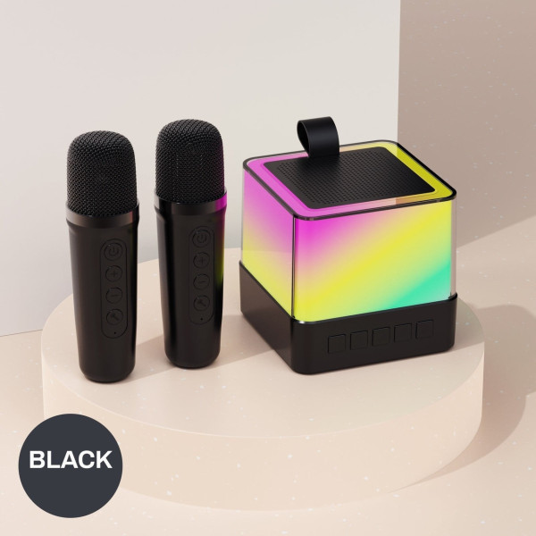 Акустика K18 портативна колонка FM USB TF AUX RGB караоке
