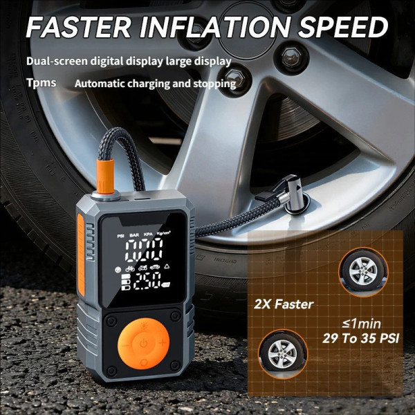 Компрессор для авто De-FX391 150 PSI портативный насос цифровой