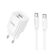Зарядний пристрій HOCO C147A 2 порти USB + Type-C швидке заряджання