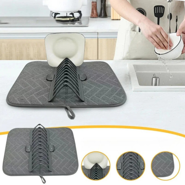 Сушилка Dish Drain Rack для кухни с ковриком для посуды