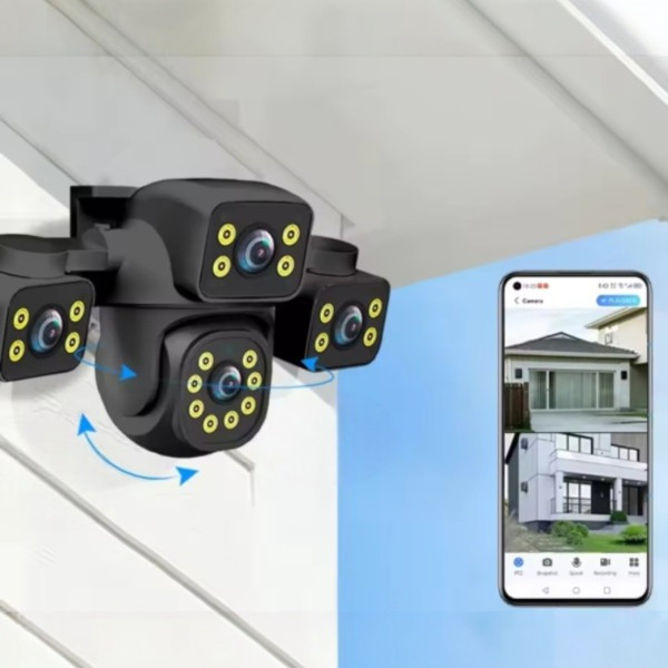 Камера для дома QL4 12MP Wi-Fi IP поворотная с 3 объективами