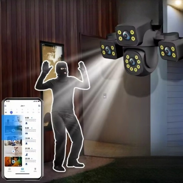Камера для дома QL4 12MP Wi-Fi IP поворотная с 3 объективами