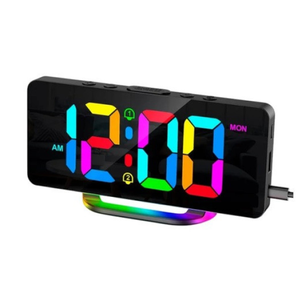 Настільний годинник VST-888H RGB LED електронний з підсвіткою