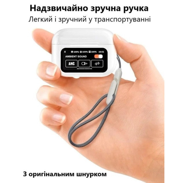 Навушники гарнітура Bluetooth TWS ANC ENC із сенсорним кейсом і дисплеєм