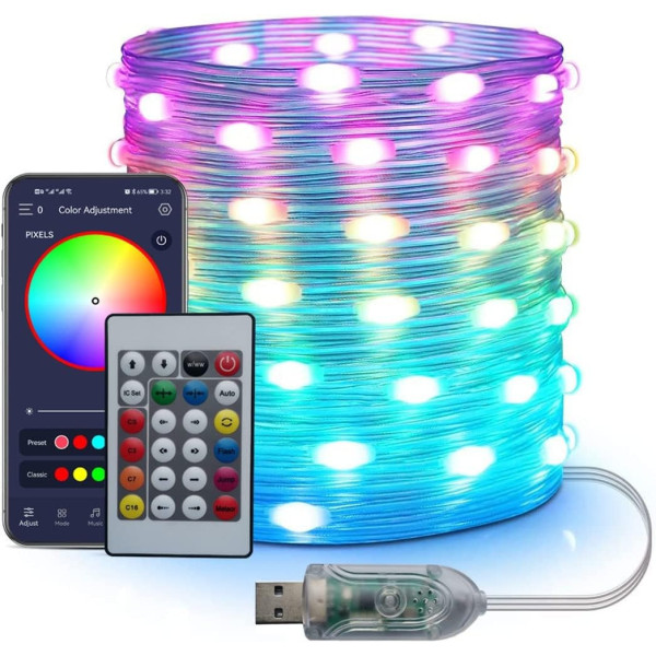 Гирлянда RGB 5 м LED Bluetooth подсветка для комнаты