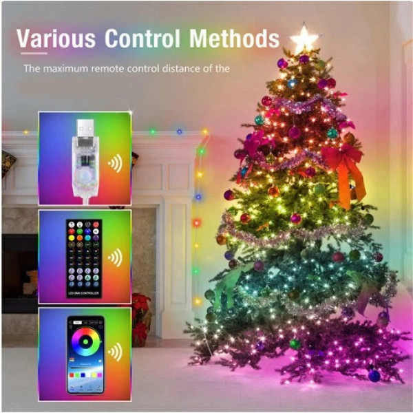 Гирлянда RGB 5 м LED Bluetooth подсветка для комнаты