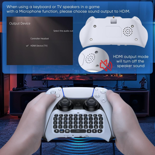 Клавіатура для контролера PS5 DualSense Bluetooth chatpad з аудіороз'ємом і динаміком