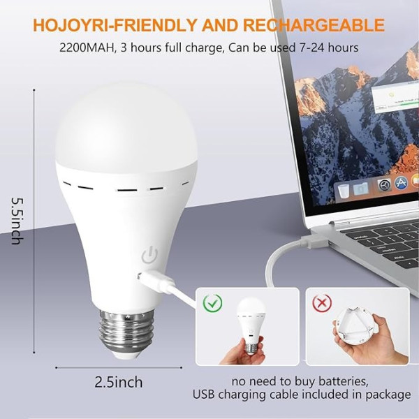 LED лампа E27 A65 аккумуляторная RGB с пультом и встроенным аккумулятором