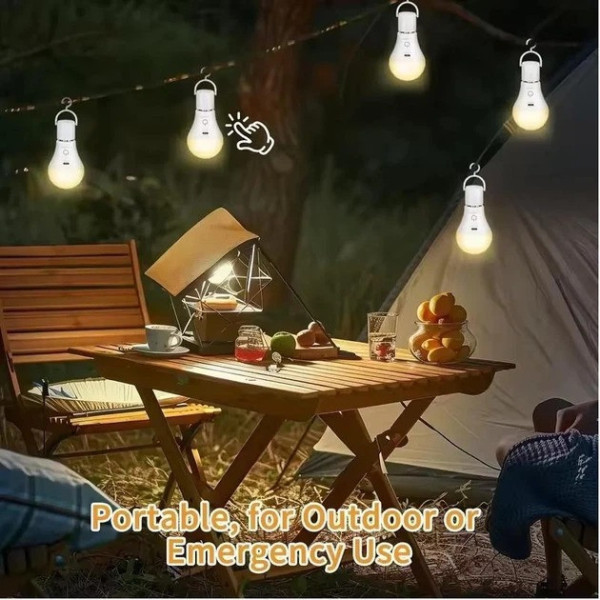 LED лампа E27 A65 аккумуляторная RGB с пультом и встроенным аккумулятором