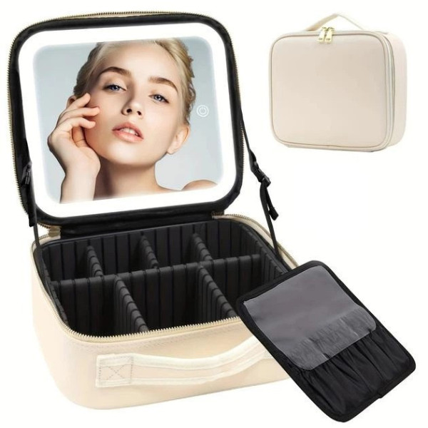 Косметичка б'юті кейс Make Up з LED дзеркалом, органайзер для косметики з підсвіткою