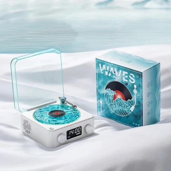 Ночник Vinyl Waves Player с эффектом морских волн, LED лампа с Bluetooth колонкой