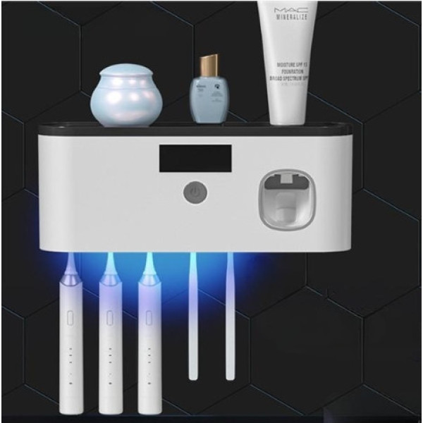 Держатель щеток Health RA-909 с дозатором пасты, настенный органайзер с УФ