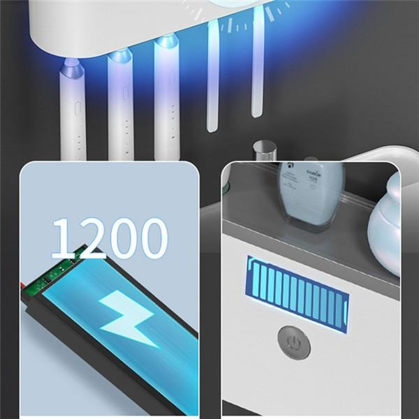 Держатель щеток Health RA-909 с дозатором пасты, настенный органайзер с УФ
