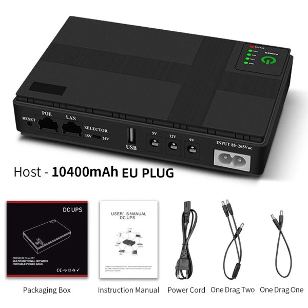 Бесперебойник UPS 10400 mAh 36W для роутера, источник резервного питания