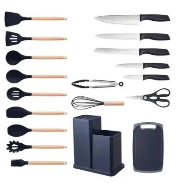 Принадлежности кухонные 19 предметов Kitchen Set силиконовый набор с подставкой