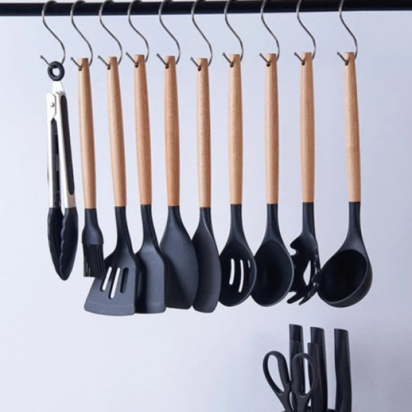 Принадлежности кухонные 19 предметов Kitchen Set силиконовый набор с подставкой