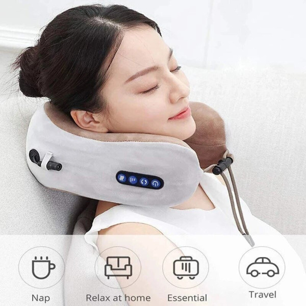 Массажер подушка для шеи U-shaped pillow, ортопедическая подушка для шеи и плеч с эффектом памяти