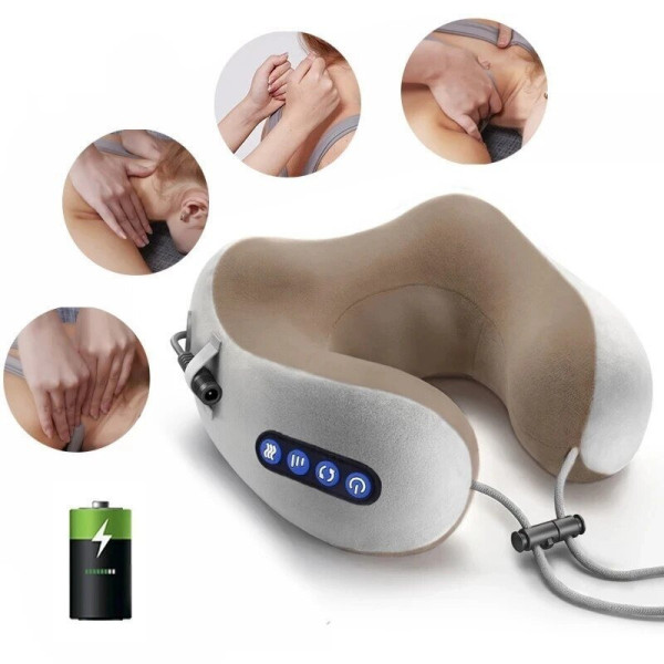 Массажер подушка для шеи U-shaped pillow, ортопедическая подушка для шеи и плеч с эффектом памяти