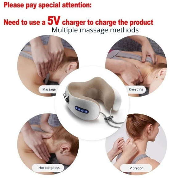 Массажер подушка для шеи U-shaped pillow, ортопедическая подушка для шеи и плеч с эффектом памяти