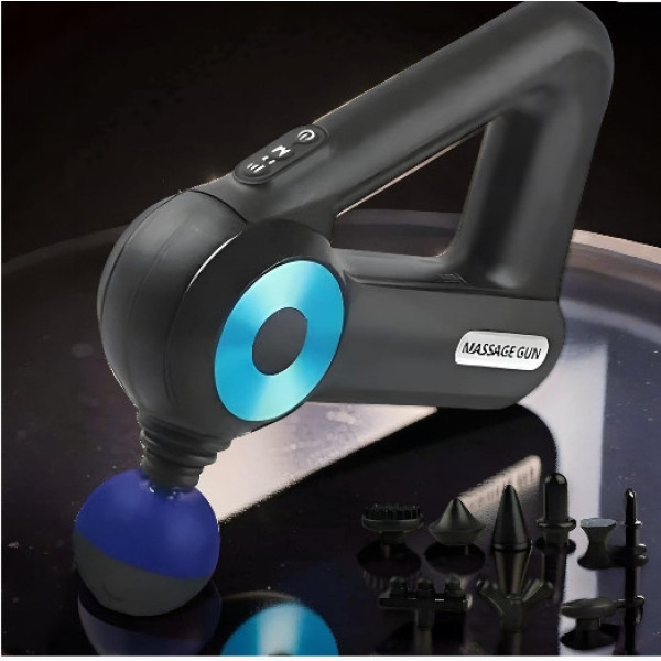 Масажний Massage Gun 12 в 1 для тіла, вібромасажер для м'язів шиї спини та плечей