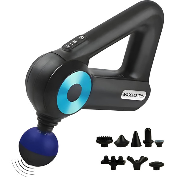 Масажний Massage Gun 12 в 1 для тіла, вібромасажер для м'язів шиї спини та плечей