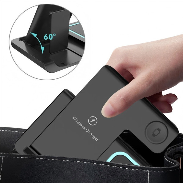 Станція зарядна 3в1 Proda PD-W19, бездротова зарядка для телефона та годинника з підставкою