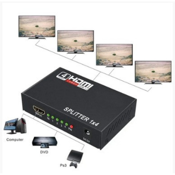 Разделитель HDMI 1x4 4K Ultra HD распределение сигнала на 4 экрана